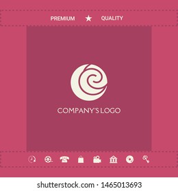Logo - two spirals are located asymmetrically in a circle - a symbol of interaction, new ideas, development.