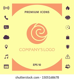 Logo - two spirals are located asymmetrically in a circle - a symbol of interaction, new ideas, development.