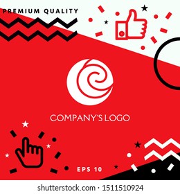 Logo - two spirals are located asymmetrically in a circle - a symbol of interaction, new ideas, development.