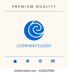Logo - two spirals are located asymmetrically in a circle - a symbol of interaction, new ideas, development.