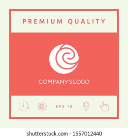 Logo - two spirals are located asymmetrically in a circle - a symbol of interaction, new ideas, development.