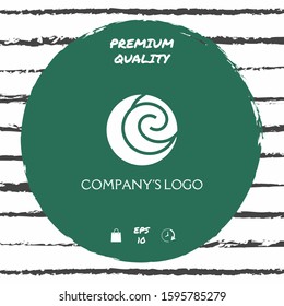 Logo - two spirals are located asymmetrically in a circle - a symbol of interaction, new ideas, development.