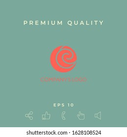 Logo - two spirals are located asymmetrically in a circle - a symbol of interaction, new ideas, development.