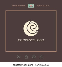 Logo - two spirals are located asymmetrically in a circle - a symbol of interaction, new ideas, development.