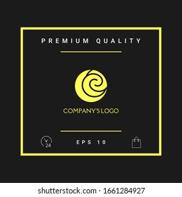 Logo - two spirals are located asymmetrically in a circle - a symbol of interaction, new ideas, development.