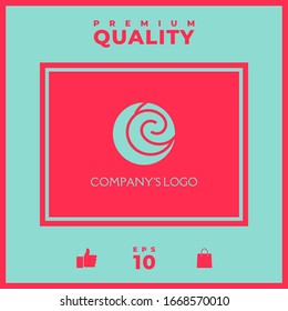 Logo - two spirals are located asymmetrically in a circle - a symbol of interaction, new ideas, development.