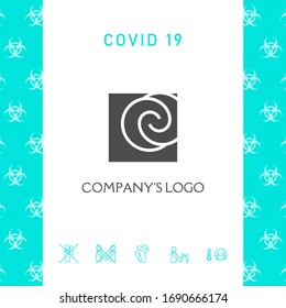 Logo - two spirals are located asymmetrically in a square - a symbol of interaction, new ideas, development.