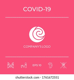 Logotipo - dos espirales se encuentran asimétricamente en un círculo - un símbolo de interacción, nuevas ideas, desarrollo.