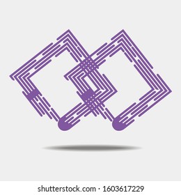 Logo of two squares, a purple logo. Logos for firm, organization, project.