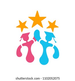 The logo of two successful people,graduation vector logo
