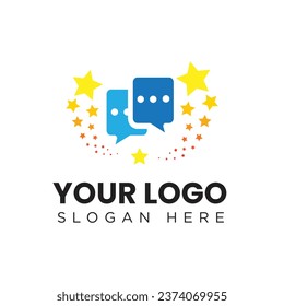 un logotipo de dos burbujas de charla con estrellas 