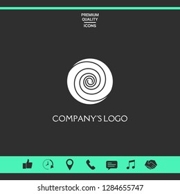 Logo - two thin spirals in a circle - a flower bud - a symbol of interaction, growth, development, enlightenment, beauty and wisdom.