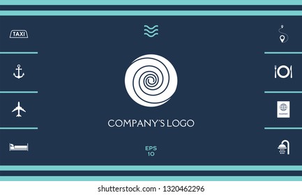 Logo - two thin spirals in a circle - a flower bud - a symbol of interaction, growth, development, enlightenment, beauty and wisdom.