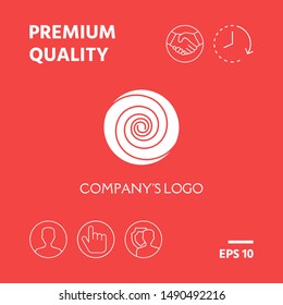 Logo - two thin spirals in a circle - a flower bud - a symbol of interaction, growth, development, enlightenment, beauty and wisdom.