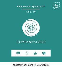 Logo - two thin spirals in a circle - a flower bud - a symbol of interaction, growth, development, enlightenment, beauty and wisdom.
