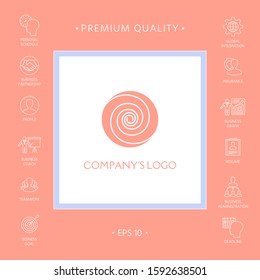 Logo - two thin spirals in a circle - a flower bud - a symbol of interaction, growth, development, enlightenment, beauty and wisdom.