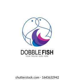 Logo von zwei Zwillingsfischen von Angesicht zu Angesicht, Symbole der Fischlinie 