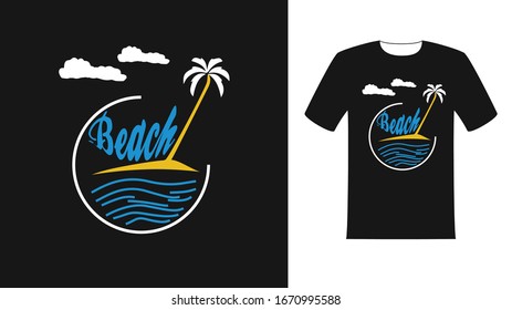 logo type beach t shirt design 