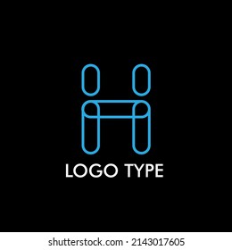 logo type with initial name for technology company sign, vector