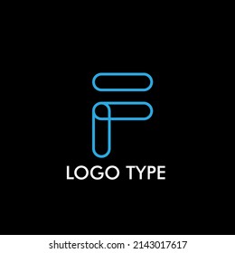 logo type with initial name for technology company sign, vector