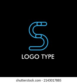 logo type with initial name for technology company sign, vector