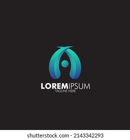 logo type with initial name for technology company sign, vector