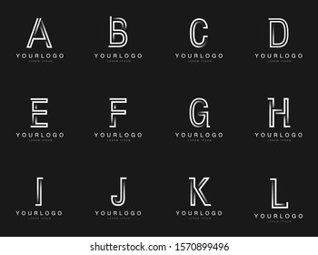 Logo Type in Labyrinth style A-L, Logo Design Template with Black and White Colors.