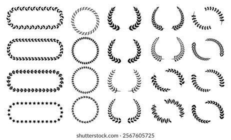 logo type laurel vector icons. Flat design for awards