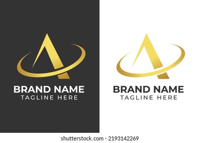 tipo de logotipo un diseño de plancha planetaria oro moderno futurista