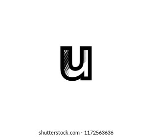 Logo Typeface Stripes Lines Monogram Letter U