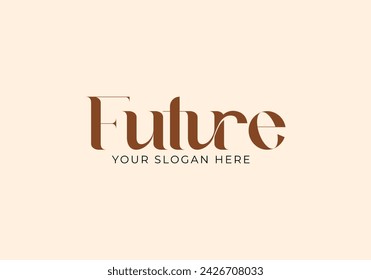 Logo Typo word FUTURE logo design. Elegant, luxury, Yoga, Fitnes, Women logo concept. Editable color