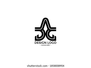 Logo Typography Initial Letter AGG Linear Monogram Font Vector