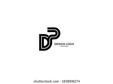 Logo Typography Initial Letter DP Linear Monogram Font Vector