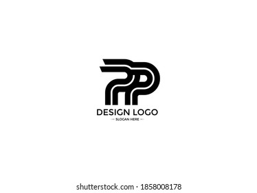 Tipografía del logotipo Letra inicial Vector de fuente monograma lineal PP