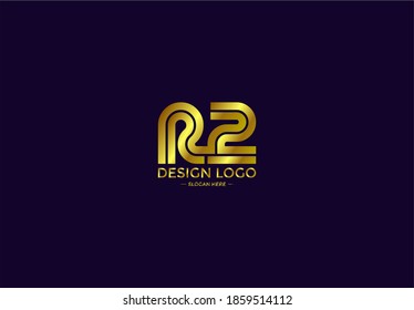 Logo Typography Initial Letter R2 Linear Monogram Font Vector Golden