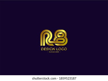 Tipografía del logotipo Letra inicial R8 Monograma lineal Vector de fuente Golden