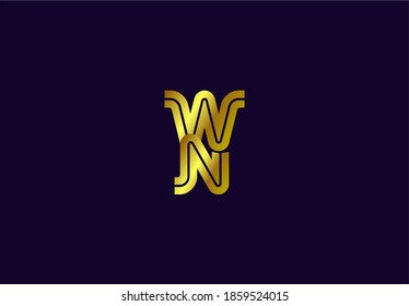 Logo Typografie Initialbuchstabe WN Lineare Monogram Font Vector Golden