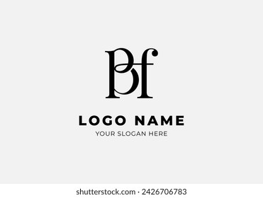 Logo typography letter B and F connected. Monogram serif logo design. Editable color