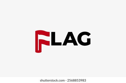 Logo typography letter F and Flag. Monogram minimalist and modern design.