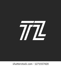 Logo TZ letters monogram simple art line design, two initials letters T and Z together