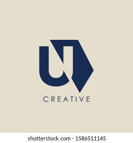 Logo U Letter Geomtrical Techno Half Hexagon. Vector design concept geomtric half hexagon  with letter logo icon.