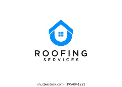 Logo of U in vector for construction, home, real estate, building, property. Minimal awesome trendy professional logo design template on white background.