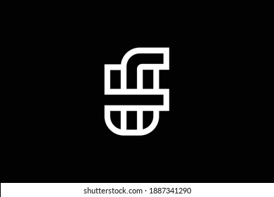 Logo UF FU alphabet letter design and template. Initial based minimal flat monogram icon vector