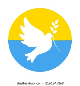 Logo for Ukraine. Flag and dove of peace emblem. Vector illustration 