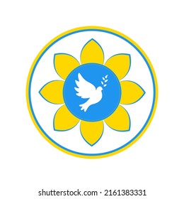 Logo für die Ukraine. Sonnenblumen-Emblem. Vektorgrafik 