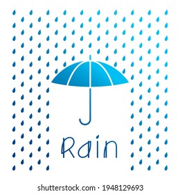 logo with umbrella. Drops, rain, vector lettering