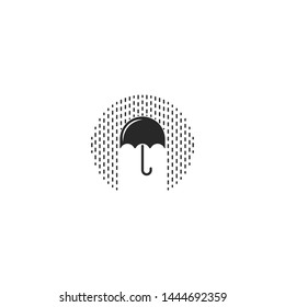Logo umbrella with rain drops saving waterproof icon