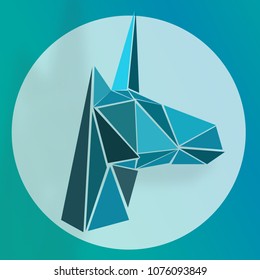 The logo of unicorn with random triangles