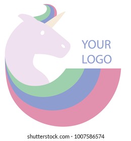 Logo with a unicorn for your company. Pegasus Icon. Flat illustration.