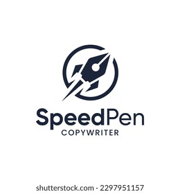 The logo is a unique combination of a speeding rocket with a pen. It is suitable for copy writer or publisher companies.